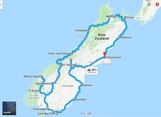 a map showing the route to new zealand