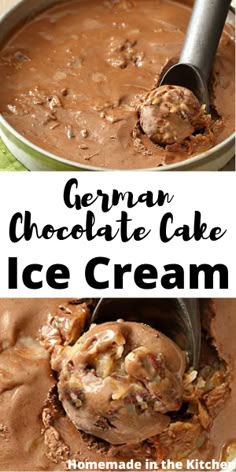 german chocolate cake ice cream in a pan