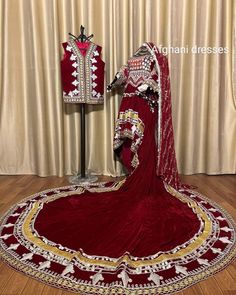 fabric:valvet material:charmadozi,coins,beads size:share your size Red Afghan Dress, Afghani Dresses, Romantic Makeup, Afghani Clothes, Easy Dress Sewing Patterns, Afghan Dress, Nikkah Dress, Henna Night, Afghan Clothes