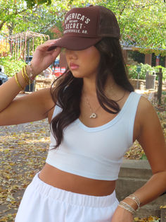 BROWN TRUCKER HAT | TRUCKER HAT OUTFIT | FAYETTEVILLE ARKANSAS Brown Trucker Hat, Trucker Hat Outfit, Hat Outfit, Outfits With Hats, Hats