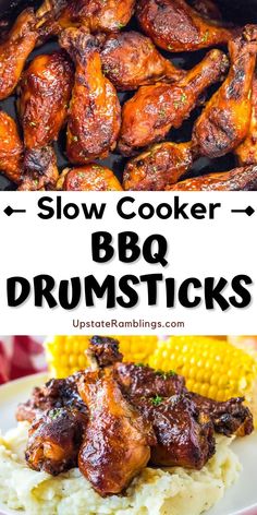 slow cooker bbq drumsticks with corn on the cob