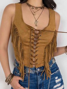 Western Vests, Cowgirl Fits, Dark Western, Western Looks, Western Cowgirl Style, Vest Outfits, Paramore, New Arrival Dress, Basic Style