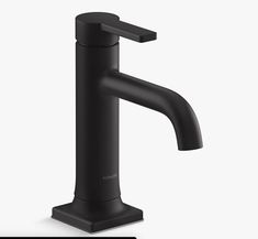 a black faucet on a white background