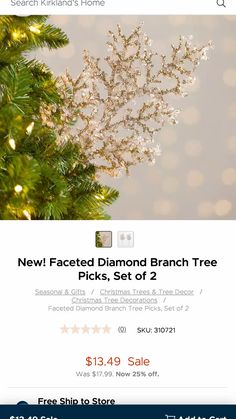 the new faceted diamond branch tree is on sale for $ 13 99 at shoprite