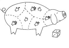 a pig with numbers and dices on it