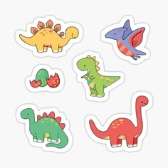 stickers with different types of dinosaurs in various shapes and sizes, all on white background