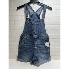 Thanks For Shopping Our Store! Please Ask Any Questions You May Have! Casual Blue Short Length Shortalls, High Rise Blue Jumpsuits And Rompers With Pockets, Blue High Rise Jumpsuits And Rompers With Pockets, High Waist Blue Shortalls With Pockets, Blue Denim Short Jumpsuit, Medium Wash Short Length Overalls With Pockets, Casual Blue High Rise Shortalls, Short Length Medium Wash Overalls With Pockets, Fitted Blue Denim Jumpsuit, Short Length