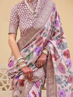 This fascinating baby pink floral printed silk traditional saree with blouse is a stunning choice for weddings, festivals, and other special occasions. The vibrant baby pink color of the saree, paired with the intricate floral print work and zari weaving, makes it a standout piece that is sure to turn heads wherever you go.
The saree comes with a matching light brown color silk blouse that also features printed work and zari weaving, adding to the overall elegance and charm of the ensemble. The Elegant Blouse Piece With Printed Motifs For Festivals, Elegant Printed Saree, Elegant Festival Blouse Piece With Printed Motifs, Elegant Saree With Printed Motifs For Navratri, Pink Pre-draped Saree With Printed Motifs For Festivals, Festive Fitted Saree With Floral Print, Elegant Diwali Saree With Printed Motifs, Fitted Floral Print Saree For Festive Season, Fitted Floral Print Saree For Festive Occasions