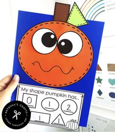 Pumpkin Shapes Craft, Shape Pumpkin Craft, Spookley The Square Pumpkin Activities, Fall Math Craft, Spookley The Square Pumpkin, Kindergarten Geometry, Square Pumpkin, Pumpkin Math, Beginning Of Kindergarten