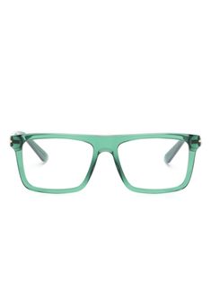 green acetate square frame transparent frame clear lenses logo-debossed arm straight arms with curved tips These glasses come with a protective case. All glasses from FARFETCH are sold as non-prescription frames. Lens Logo, Balenciaga Speed, Gucci Eyewear, Fine Watches, Custom Watch, Espadrille Shoes, Derby Shoes, Party Shoes, Glasses Accessories