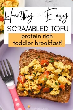 scrambled tofu for babies and toddlers Tofu For Babies, Vegan Baby Food, Breakfast For Toddlers, Baby Led Weaning Foods, Vegan Tofu Recipes, Toddler Food Recipes, Tofu Scramble Vegan, Scrambled Tofu Recipe, Tofu Breakfast