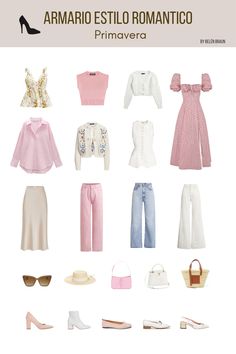 Prendas básicas para un estilo romántico en primavera!!! 🌸 Romantic Capsule Wardrobe Winter, Romantic Aesthetic Style, Romantic Style Capsule Wardrobe, Romantic Kibbe Style Outfit, Capsule Wardrobe Romantic, Casual Romantic Outfit, Romantic Kibbe Outfit, Romantic Aesthetic Outfit, Romantic Outfit Casual