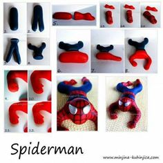 the instructions for making spiderman toys are shown in different stages of development and construction