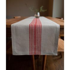 Solino Home Stripe Linen Table Runner 120 inches Long – 100% Pure Linen Red and Natural Christmas Table Runner 18 x 120 Inch – Machine Washable Farmhouse Table Runner 100% Pure European Flax Linen Table Runner - Farmhouse | Handcrafted By Skilled Artisans Size - 18 x 120 Inches Long Table Runner; Color - Red and Natural Stripe Table Runner | (Sizes are standard but they may vary slightly due to care taken to provide a seamless look and invisible stitching) Easy Care - Machine Washable, Low Iron as Needed, Steam Iron for a crisp look. The beauty of each pure linen piece is the natural fibers and classic aesthetic that mellows with each washing, betters with age and requires minimal care Like all fine linens and textiles, each batch of our linen is different and unique. Slight color, texture Extra Long Table Runners, Coffee Table Runner, Vintage Grain Sack, Pottery Barn Christmas, Table Runner Size, Farmhouse Table Runners, Dining Table Runners, Long Table Runner, Popular Decor