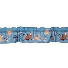 a blue curtain with dogs on it