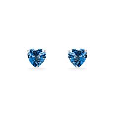 14K White Gold Effy Heart Stud Earrings with 2.40 Carats (total weight) of Blue Topaz. The earrings measure approximately 1/4" in diameter.