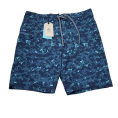 Men's Prana Fenton Boardshorts Or Swim Shorts In Blue "Bluefin Camo." New With Tags. Men's Size 34 X 9" Inseam, Real Measurements Shown In Photos With Shorts Laid Flat: Waist Approx 17.5" Rise Approx 12" Inseam Approx 9" Blue Shorts With Side Pockets For Summer, Blue Swim Trunks With Side Pockets, Casual Blue Swim Trunks With Side Pockets, Blue Short Bottoms For Outdoor, Blue Shorts With Side Pockets, Outdoor Blue Bottoms With Built-in Shorts, Blue Athletic Shorts With Built-in Shorts For Vacation, Summer Athletic Shorts Blue With Side Pockets, Blue Athletic Shorts With Pockets For Outdoor