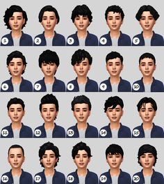 an animation character's face is shown with different facial expressions and hair styles for each individual