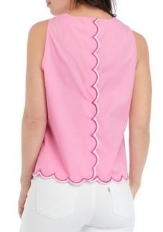 Update your casual style with this scalloped-hem tank top from Crown & Ivy. | Crown & Ivy Women's Solid Scalloped Tank Top, Pink, X-Large Ivy Crown, Scalloped Hem, Ivy, Casual Style, Crown, Tank Top, Tank Tops, Pink