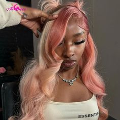 Ombre Pink Two Rolls of Pink  200 Density Lace Front Wigs 13X6 Body Wave 613 Pink For Black Women Unique Wig Hairstyles, Hair Colors For Tan Skin, Ombre Lace Front Wig, Fun Hairstyles, Hot Pink Hair, Color Streaks, Frontal Wig Hairstyles, Ombre Lace Front, Edges Hair