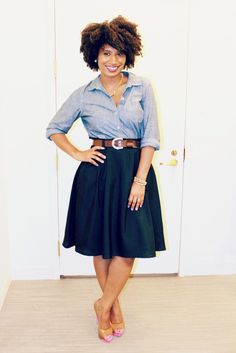 Chambray Shirt Outfits, Rok Midi, Teacher Outfits, Outfit Combinations, Chambray Shirt, Fashion Mode, Work Attire, Looks Style, Mode Inspiration