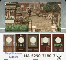 an advertisement for a flower shop with pictures of the store's windows and doors