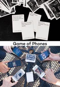 several people holding up cell phones with pictures on them and the text game of phones