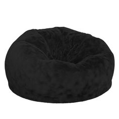 a black bean bag chair on a white background