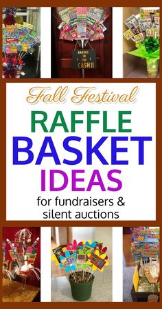 an image of raffle basket ideas for fundraisers and silent auctions with text overlay that reads fall festival raffle basket ideas