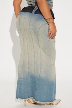 Available In Vintage Wash. Denim Maxi Skirt High Rise Belted Seaming Detail Side Zip Closure Tinted Mermaid Hem Fray Hem Stretch Disclaimer: Due To The Specialized Wash Process, Each Garment Is Unique. 69% Cotton 20% Polyester 9% Viscose 2% Spandex Imported | Taking Control Belted Denim Maxi Skirt in Vintage Wash size XS by Fashion Nova Fitted High Waist Faded Bottoms, Fitted Mid-rise Washed Denim Skirt, Fitted Washed Denim Bottoms, Fitted High Rise Washed Skirt, Fitted High Waist Light Wash Denim Skirt, Fitted Blue Washed Skirt, Fitted Washed Denim Skirt, Fitted Light Wash Washed Denim Skirt, Fitted Washed Bottoms For Spring