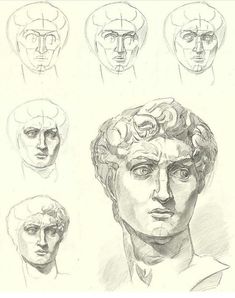 some drawings of different heads and faces