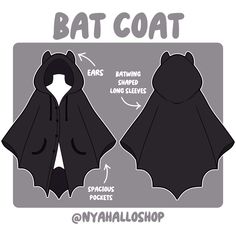 the bat coat is shown with instructions to make it