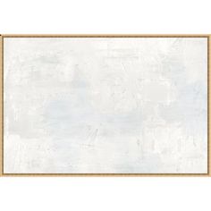 an empty wooden frame hanging on the wall with white paint and brown trimmings