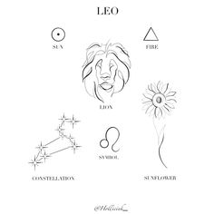 the leo zodiac symbols are shown in black and white