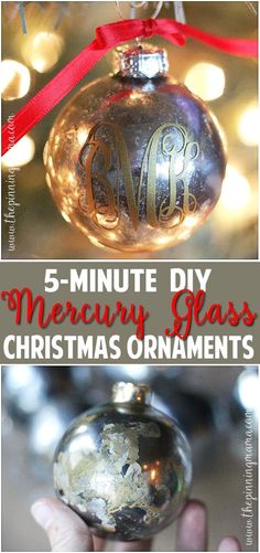 a christmas ornament with the words 5 minute diy merry glass ornaments