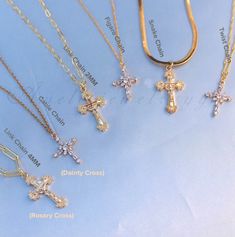 "❤︎ Gold FILLED Cross Necklace, Gold Rosary Cross, Dainty Crystal Cross, Religious Necklace, Unisex Cross, Birthday Gift❤︎ - For purchasing the CROSS EARRINGS please use this link: https://www.etsy.com/listing/982945789/gold-cross-hoop-earrings-crystal-cross?ref=shop_home_active_1&pro=1&frs=1 ----------------------------------------------------------------------------------------------------------------------------- ...A B O U T...T H I S...I T E M... ~~Lead-free and Nickel-free. ~~ 100% Cross Necklace Gold, Rosary Cross, Cross Necklace Women, Gold Rosary, Necklace Cross, Crystal Cross, Gold Cross Necklace, Jade Necklace, Earrings Crystal