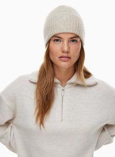 CASHMERE JERSEY-RIB CUFFED BEANIE Classic Soft Knit Beanie Cap, Casual Cashmere Soft Knit Hat, Classic Fitted Beanie For Fall, Classic Soft Knit Hat For Fall, Casual Cashmere Soft Knit Beanie, Classic Winter Beanie With Ribbed Cuffs, Fall Ribbed Beanie, Everyday Fall Beanie, Casual Cashmere Beanie For Fall