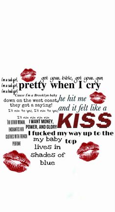 the words are written in different languages on a white background with red lipsticks and lips