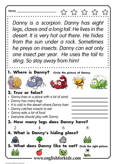 a worksheet for children to learn how to read