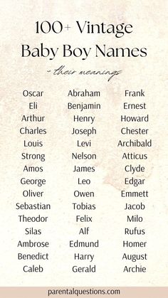 an old fashioned baby boy name chart