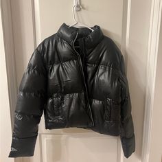 Nwt 12th Tribe Faux Leather Puffer Size L Love! Just Have Too Many Puffers! Black Faux Leather Outerwear With Zipper, Black Faux Leather Outerwear With Zipper Closure, Black Leather Puffer Jacket For Cold Weather, Winter Faux Leather Puffer Outerwear, Faux Leather Outerwear With Zipper For Night Out, Trendy Black Faux Leather Outerwear, Faux Leather Puffer Outerwear For Cold Weather, Cold Weather Faux Leather Puffer Outerwear, Winter Outerwear With Zipper For Night Out