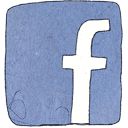 the facebook logo is shown in blue and white