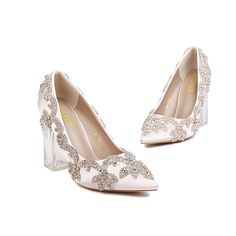 Shop White Rhinestone Flowers Wedding Pumps Clear Chunky Heels Party Shoes color White for Ball, Big Day, Dancing Club, Music Festival, Night Club, Party, Red Carpet, Wedding with worldwide Free shipping & Free return. Summer Wedding Shoes With Rhinestones For Banquets, Summer Wedding Shoes With Rhinestones For Banquet, Block Heels With Rhinestones For Prom, Embellished Block Heel Wedding Shoes For Prom, Embellished Wedding Shoes For Prom With Block Heel, Glamorous Round Toe Wedding Shoes For Banquets, Crystal Embellished Round Toe Heels For Banquets, Crystal Embellished Round Toe Heels For Banquet, Embellished Heels With Round Toe For Banquet