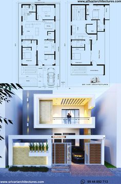 two floor plans for a modern house