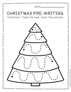 a christmas tree writing activity for kids to practice their handwriting and color - in letters