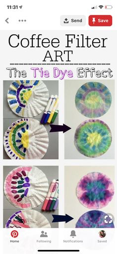 coffee filter art project for kids to do with paper plates and colored crayons