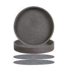 an empty plate and two place mats on a white background