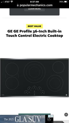 an appliance ad for the electric cooktop