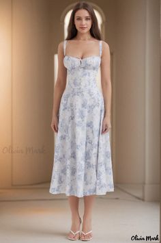 Olivia Mark - Fashionable Strappy Dress Carmen Dress, Purple And White Flowers, Elegant Summer Dresses, Dress With Corset, Corset Midi Dress, Marine Uniform, Floral Corset, Casual Chique, Midi Dress Summer