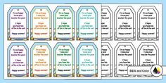 printable bookmarks with the words happy birthday in different colors and sizes, on top of